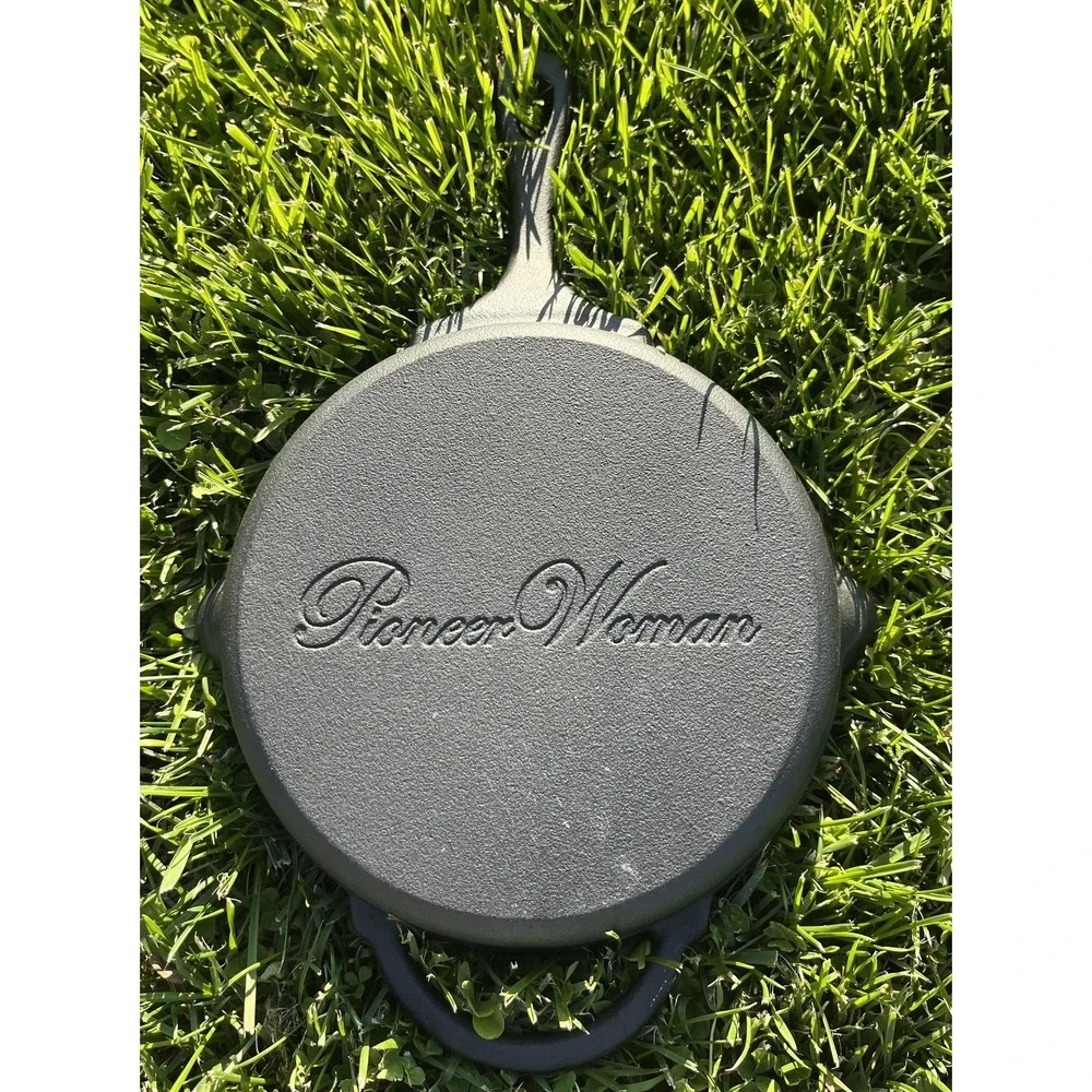 The Pioneer Woman Cast Iron Skillet Frying Pan Pre-Seasoned Logo Black Cookware
